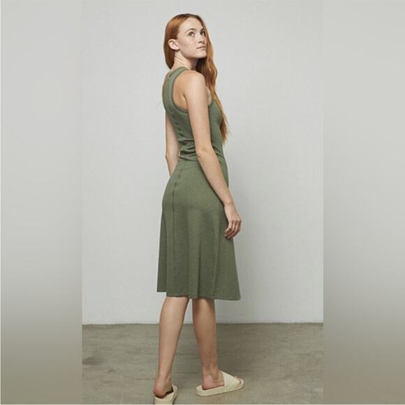 LUNYA Restore Fitted Dress Humble Green Heather Sleeveless Stretch Comfy XS NEW - Picture 3 of 10
